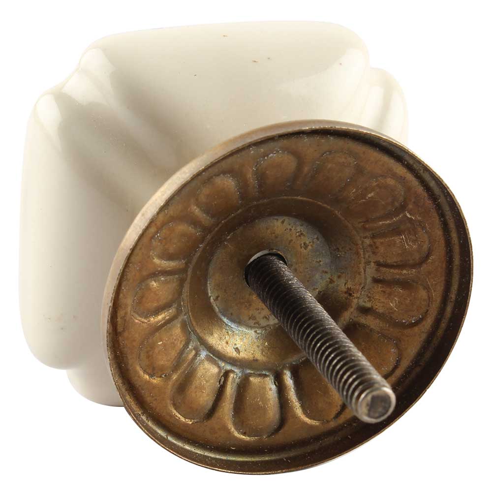 Solid Cream Square Ceramic Wardrobe Knob